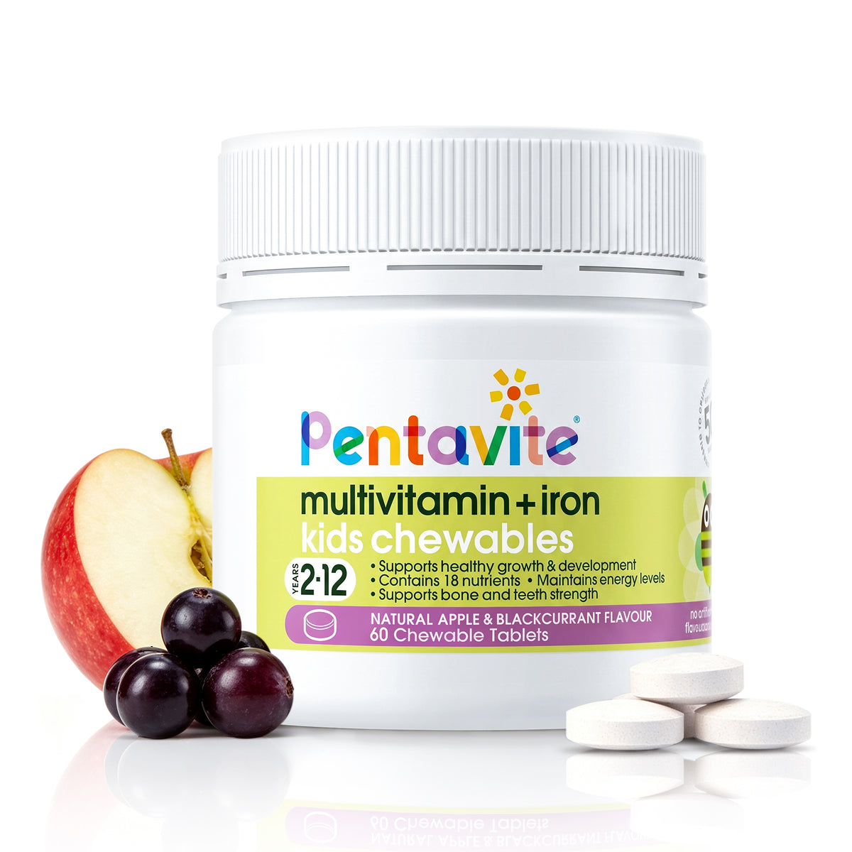 Pentavite Multivitamin + Iron Kids Chewables - MultiChew - BYHEALTH