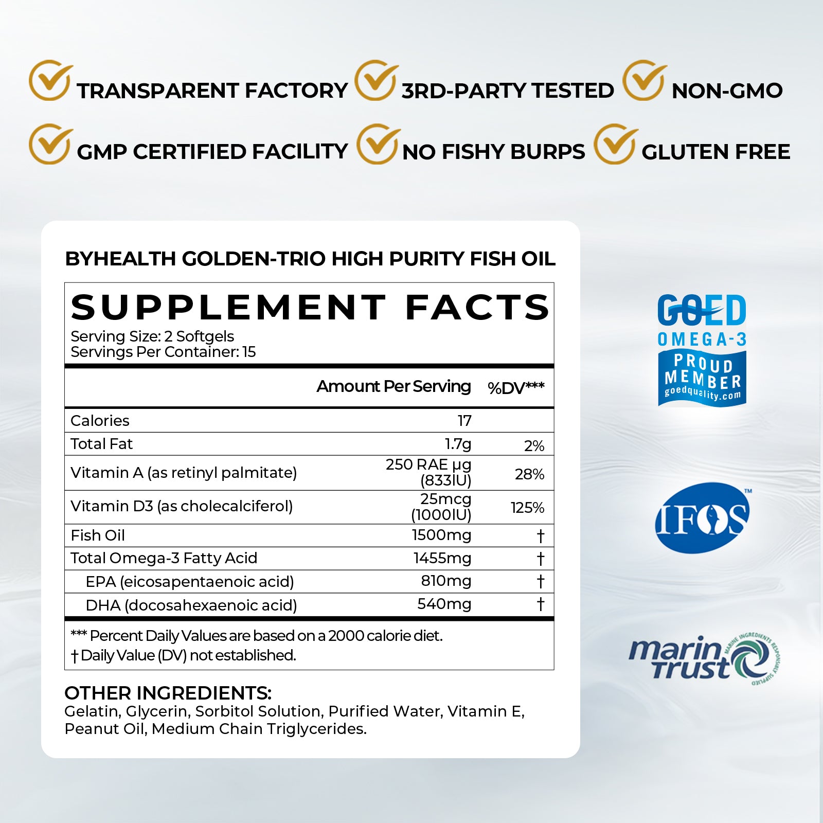 BYHEALTH GOLDEN-TRIO HIGH PURITY FISH OIL - BYHEALTH
