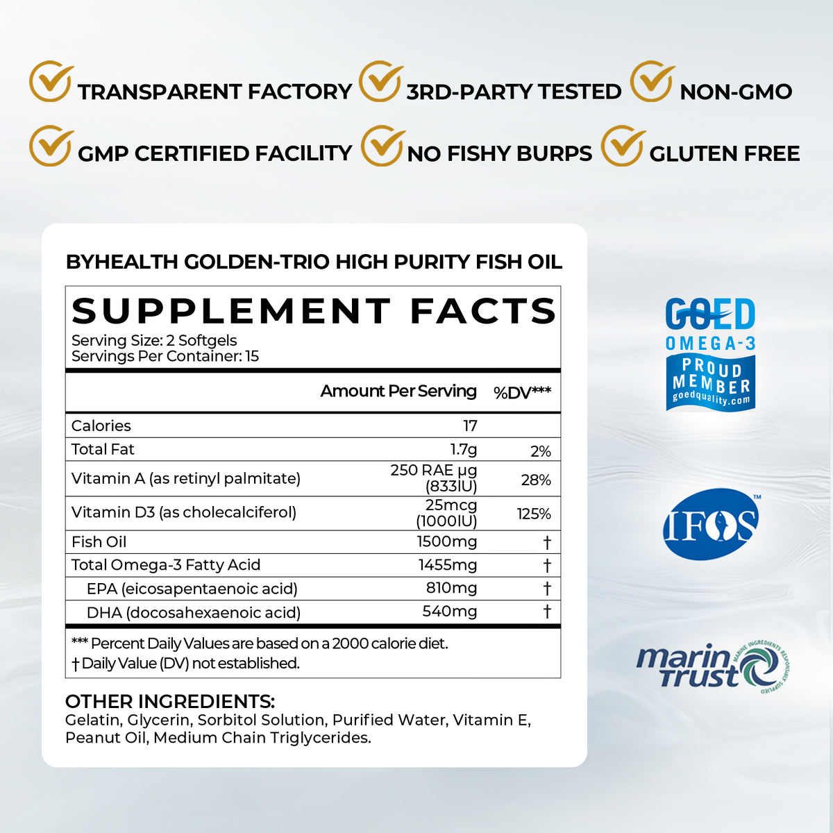 BYHEALTH GOLDEN-TRIO HIGH PURITY FISH OIL - BYHEALTH